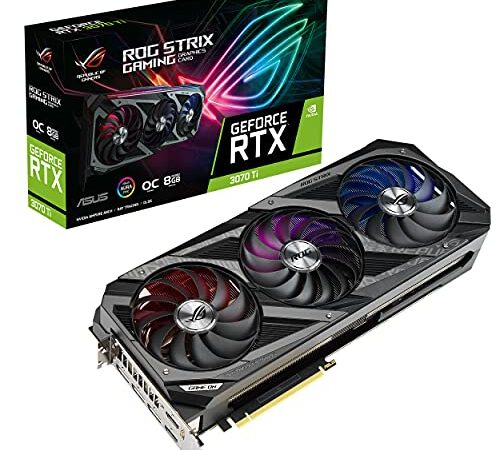 ASUS ROG Strix NVIDIA GeForce RTX 3070 Ti OC Edition Gaming Graphics Card (PCIe 4.0, 8GB GDDR6X, HDMI 2.1, DisplayPort 1.4a, Axial-tech Fan Design, 2.9-Slot, Super Alloy Power II, GPU Tweak II)