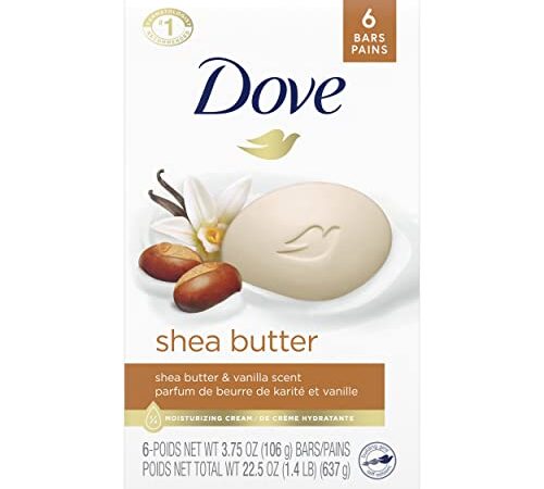 Dove Beauty Bar more moisturizing than bar soap Shea Butter for soft and pampered skin 106 g 6 count