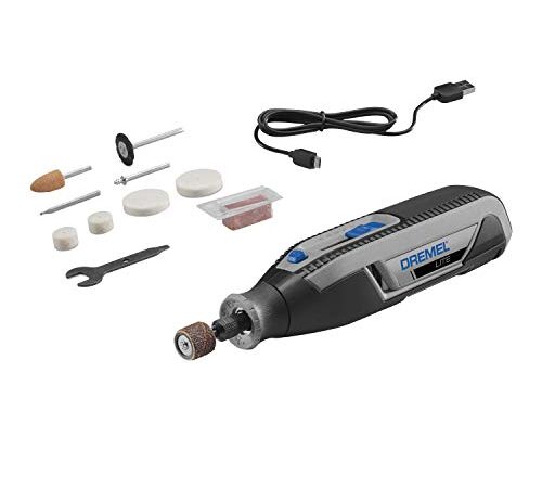 Dremel 7760-N/10W Lite Li-Ion Cordless Variable Speed Multi-Purpose Rotary Tool Kits - USB Charged Blue and Grey Small