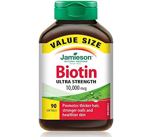 Jamieson Biotin 10,000 mcg Ultra Strength Softgels - Value Size, Gluten-free, 90 Count (Pack of 1)