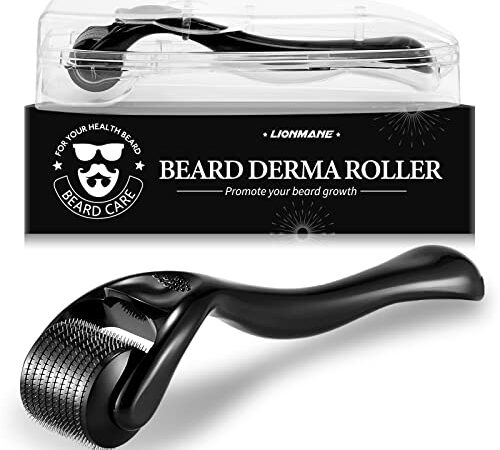 Lionmane Beard Roller for Men, Derma Roller for Face Body Hair, 0.25mm 504 Titanium Derma Beard Care Roller for Home Use