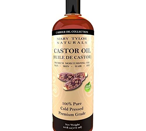 Organic Castor Oil 16 oz (473 ml), Premium Grade, Cold Pressed, 100% Pure, Amazing for Skin Hair, Eyelashes Eyebrows By Mary Tylor Naturals