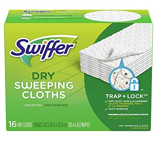 Swiffer Sweeper Dry Sweeping Pad, Multi Surface Refills for Dusters Floor Mop, Unscented,16 count