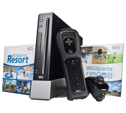 Black Wii Console with Wii Sports, Wii Sports Resort and Wii Remote Plus