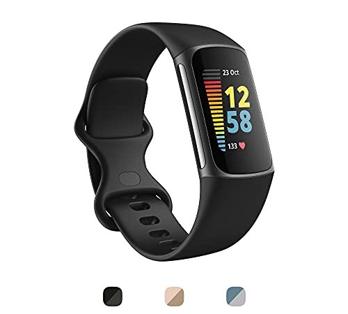 Charge 5 Advanced Fitness and Health Tracker with Built-in Gps, Stress Management Tools, Sleep Tracking, 24/7 Heart Rate and More, Black/graphite, One Size (S L Bands Included)