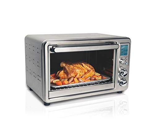 Hamilton Beach 31190C Digital Display Countertop Convection Toaster Oven with Rotisserie, Large 6-Slice, Stainless Steel