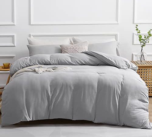 JOLLYVOGUE Queen Duvet Cover, 3 Pieces Duvet Cover Set for Queen Size Bed, Ultra Soft Bedding Set with Zipper Closure, Corner Ties, 90x90 Inch