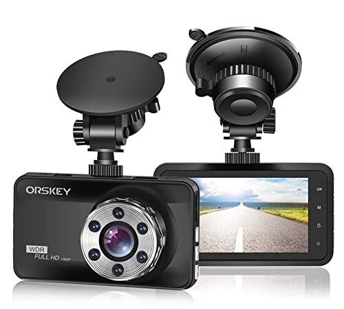 ORSKEY Dash Cam 1080P Full HD Car DVR Dashboard Camera Video Recorder in Car Camera Dashcam for Cars 170 Wide Angle WDR with 3.0" LCD Display Night Vision G-Sensor