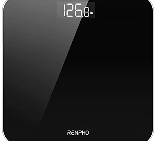 RENPHO Digital Bathroom Scale, Highly Accurate Body Weight Scale with Lighted LED Display, Round Corner Design, 400 lb, Black