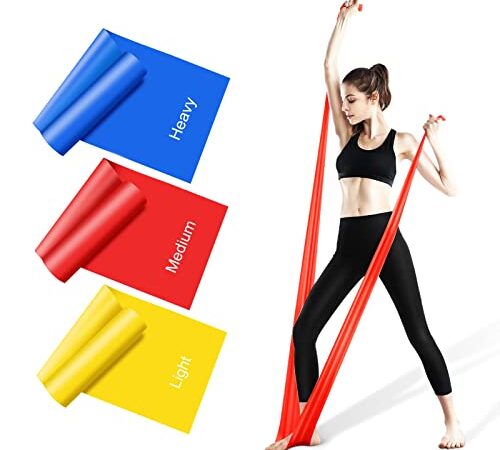 Resistance Bands Set, [Set of 3] 1.5M/4.9ft Skin-Friendly Exercise Bands with 3 Resistance Levels,Workout Resistance Bands Set for Women Men,Ideal for Strength Training, Yoga, Pilates, Fitness