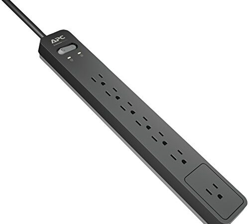 SCHNEIDER ELECTRIC APC 7-Outlet Surge Protector Power Strip 1440 Joules, Surge Arrest Essential (PE76), Black