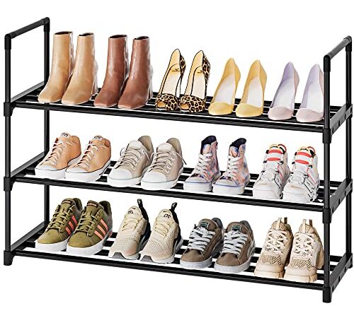 Shoe Rack for Closet Sturdy Shoe Storage Metal Shoe Rack Organizer for Entryway Shoes Organizer Over The Door Shoe Organizer Shoe Shelf Zapateras Organizer Free Standing Racks,3 Tier Large Shoe Rack