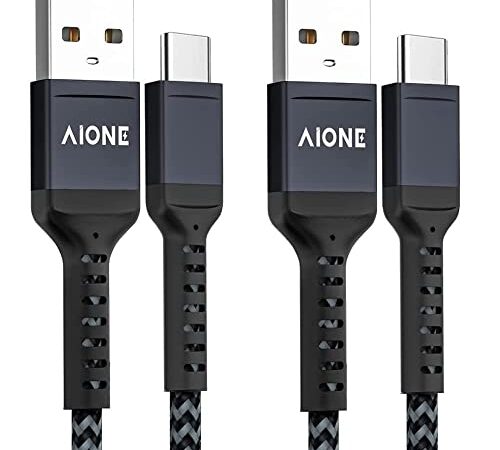 USB C Cable 2Pack 6FT USB C to A Cable Aione Fast Charging USB Type C Charger Cord for Samsung Galaxy S22 S21 S20 A20 A50 A53 S10 Note 20 10 9 LG Google Pixel OnePlus Huawei etc