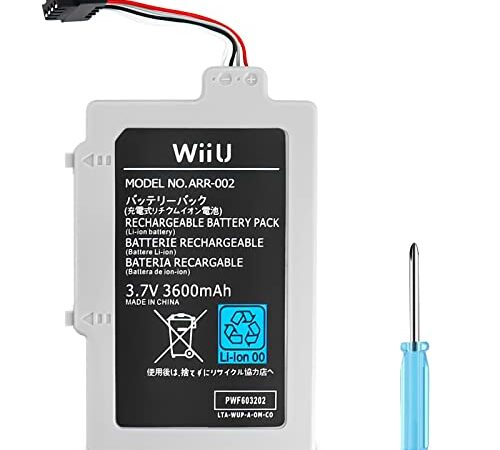 3.7V 3600mAh Battery Replacement for wii u Gamepad, Rechargeable Extended Battery Pack for Nintendo Wii U Gamepad Ultra High Capacity with Large Battery Quantity,Tool Pack with Screwdriver