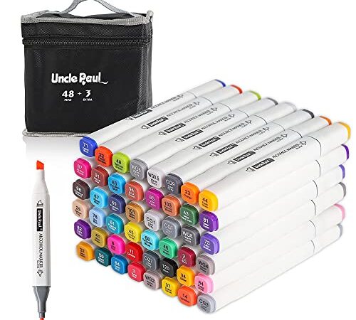 48 Colors Dual Brush Art Markers - Alcohol Based Marker with Carrying Case Dual Tip for Coloring/Drawing/Sketching Card/Illustration AT04