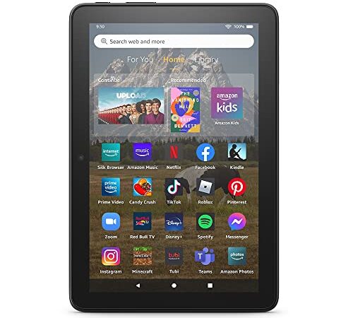 All-new Amazon Fire HD 8 tablet, 8” HD Display, 32 GB, 30% faster processor, designed for portable entertainment, (2022 release), Black