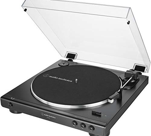 Audio-Technica AT-LP60X-BK Fully Automatic Belt-Drive Stereo Turntable, Black, Hi-Fi, 2 Speed, Dust Cover, Anti-Resonance, Die-Cast Aluminum Platter