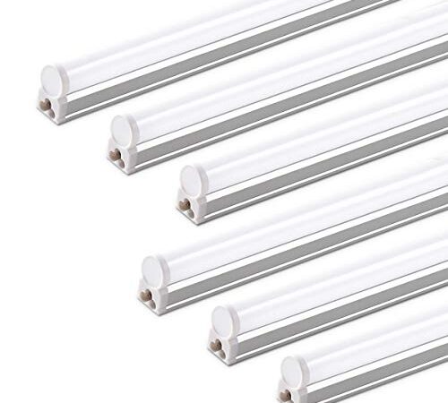 Barrina (6 Pack) T5 LED Shop Light Plug and Play, 4FT, 2200lm, 6500K (Super Bright White), 20W, Utility Shop Light, Ceiling and Under Cabinet Light, ETL Listed, Corded Electric with ON/Off Switch