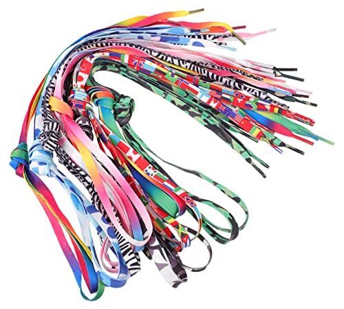 BESPORTBLE 10 Pairs Flat Colorful Shoelaces Rainbow Elastic Sneakers Shoelace Children Laces for Shoes Sneakers Skate Shoes Boots 1M