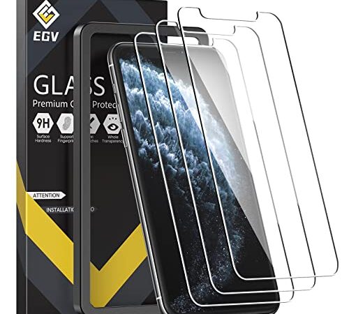 EGV 3 Pack Screen Protector for iPhone 11 Pro/iPhone X/iPhone Xs, Tempered Glass HD Screen, Anti-Scratch Film, Easy Installation, Case Friendly