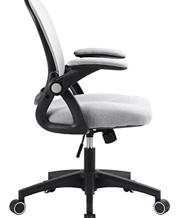 Ergonomic Office Chair Chaise Task Chair with Lumbar Support Mesh Computer Chair with Flip up Armrests Swivel Executive Desk Chair for Home Office Task Chair for Conference Room (Black/Grey)