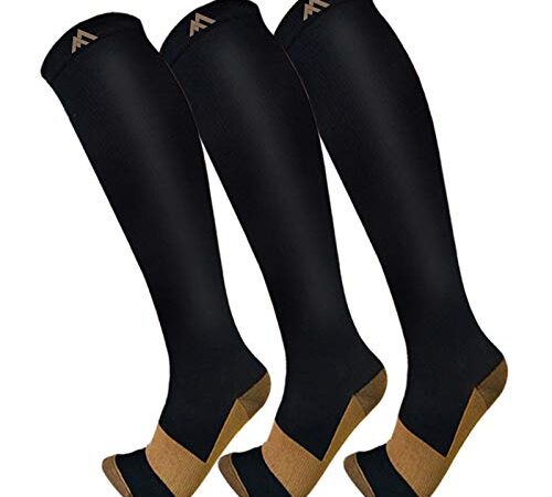 FuelMeFoot 3 Pack Copper Compression Socks - Compression Socks Women & Men Circulation - Best for Medical,Running,Athletic