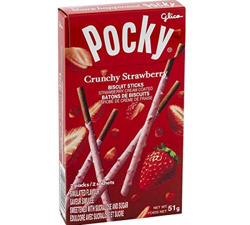 GLICO POCKY CRUNCHY STRAWBERRY Biscuit Sticks, 51-Gram