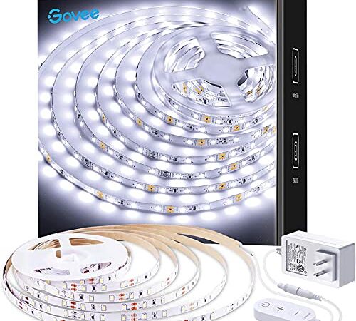 Govee White LED Light Strip, 16.4ft Dimmable Led Strip Lights White, Bright 6500K Daylight, Cuttable and Strong Adhesive, 300 LEDs Flexible Tape Lights for Mirror, Under Cabinet, Kitchen and Bedroom