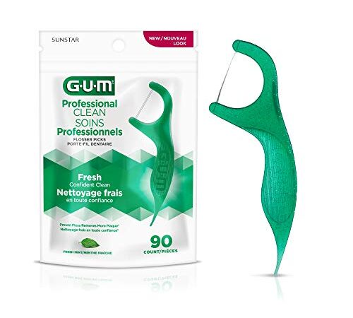 Gum Professional Clean Flossers, Mint, 90ct, Green, 90 Count (Pack of 1)