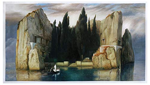 Isle of the Dead (Toteninsel) - Arnold Böcklin hand-painted oil painting replica, desolate, rocky islet seen across an expanse of dark water