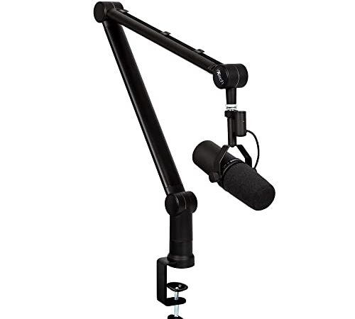 IXTECH Boom Arm - Adjustable 360° Rotatable Microphone Arm - Sturdy Stainless Steel Mic Arm Desk, Table Stand - Foldable Scissor Arm - Stable Microphone Mount Arms for Radio Studio, Podcast, Gaming