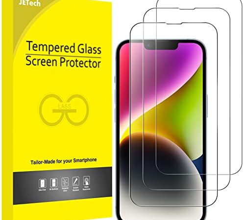 JETech Full Coverage Screen Protector for iPhone 14 Plus 6.7-Inch, 9H Tempered Glass Film Case-Friendly, HD Clear, 3-Pack