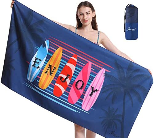 JMQYS Beach Towels Microfiber Travel Towels XXL Super Absorbent Towel Quick Drying 2 Sides Printed Camping Towels Sand Free Ultra Soft Oversized Sport Towel with Bag Perfect for Camping Gym Backpacking Swim Spa Yoga(63"x31")