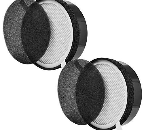KEEPOW Replacement Filter LV-H132-RF for Levoit Air Purifier LV-H132, 2 Pack HEPA and Activated Carbon Filter