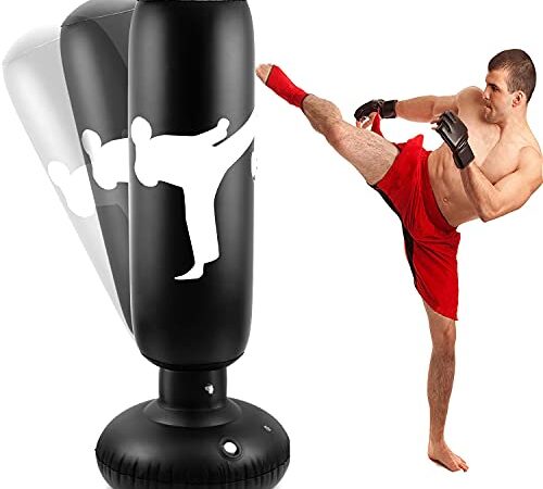 LEAZEAL Punching Bag for Adults Kids Boxing Bag 63 Inch Free Standing Punching Bags with Stand for Kickboxing Fitness Training Muay Thai MMA, Martial Arts, Home Gym