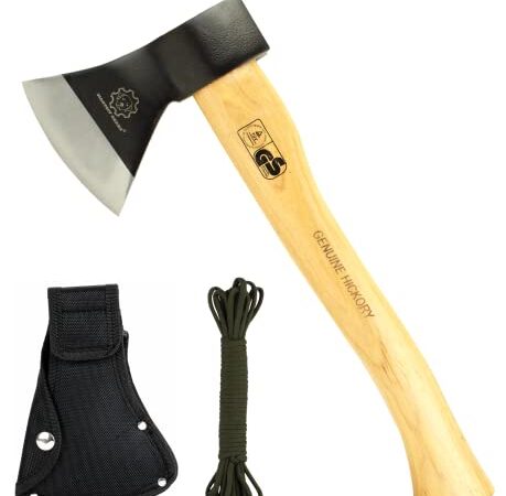 Mastiff Gears® Wooden Handle Hatchet, Camping Axe, Wood Splitting Axe for Camping, bushcraft, Hunting, Survival Enthusiast