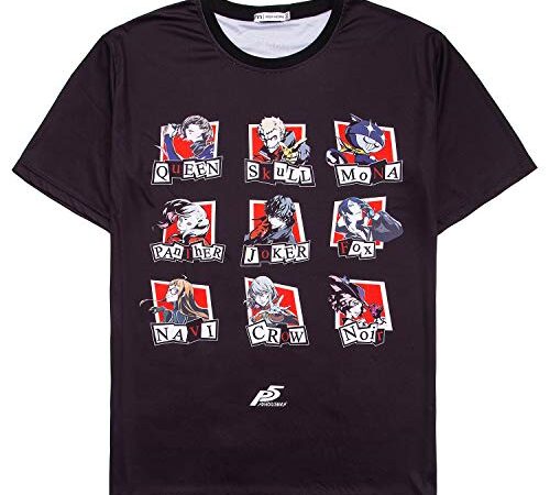 MH MGFHOME Persona 5 Shirt P5 Mens Womens Boys Girls Short SleeveT-Shirt (L) Black