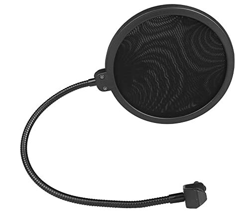 Miccrophone Pop Filter Cover for Mic Windscreen Metal Isolation Shield for Vocal Recording Black - axGear