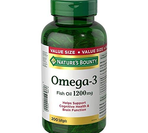 Nature's Bounty Fish Oil Pills, Omega 3 Supplement, Helps Support Cardiovascular Health, 1200mg, 200 Softgels