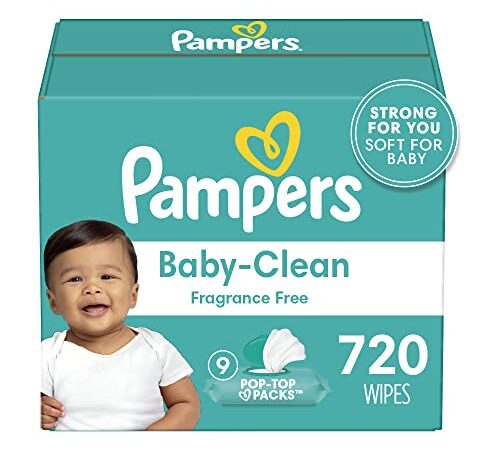 Pampers Baby Wet Wipes, Complete Clean Fragrance Free 9X Pop-Top, Hypoallergenic and Dermatologist-Tested, 720 Count (Packaging May Vary)