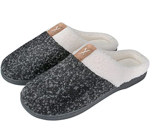 Puricon Women's Slippers, Soft Cozy Comfortable Memory Foam House Slippers Wool-Like Plush Fleece Lined House Shoes Non-Slip Autumn Winter Indoor Slippers for Women