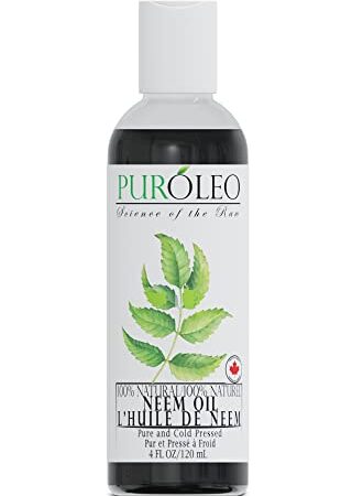 PUROLEO NEEM Oil 100% Pure (MADE IN CANADA) | Natural Cold Pressed Unrefined Neem Oil for Multipurpose Use | Neem Oil extracted from NEEM Plante Cold pressed Chemical free Hexane Free Neem Oil (4 FL Oz/120 ML)
