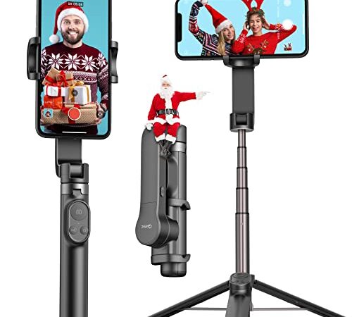 Qimic Gimbal Stabilizer for Smartphone Selfie Stick Tripod with Remote, Phone Tripod Stand, 920 mAh Phone Gimbal with Auto Inception for Vlogging, YouTube Compatible with iPhone and Android