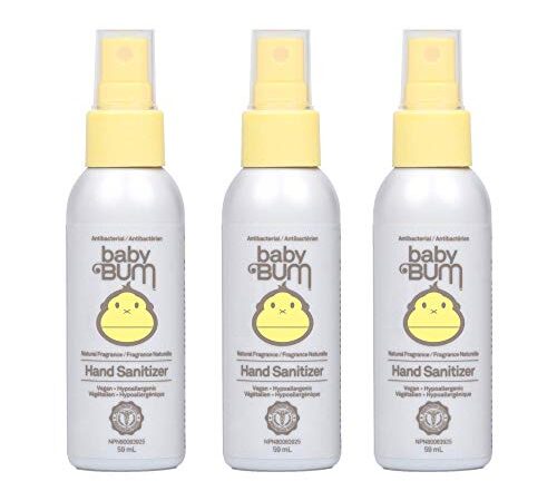 Sun Bum Baby Bum Hand Sanitizer Antibacterial Spray I Natural Fragrance Non-Drying Coconut and Aloe Formula I Perfect for Sensitive Skin I Travel Size I 2 Ounce (Pack Of 3), 217.7 Grams