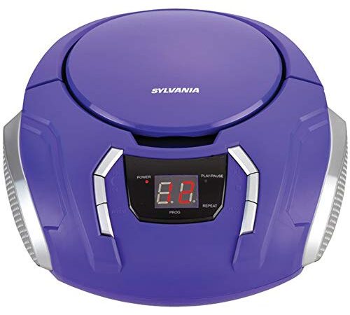 Sylvania Portable CD Boombox with AM/FM Radio, Purple