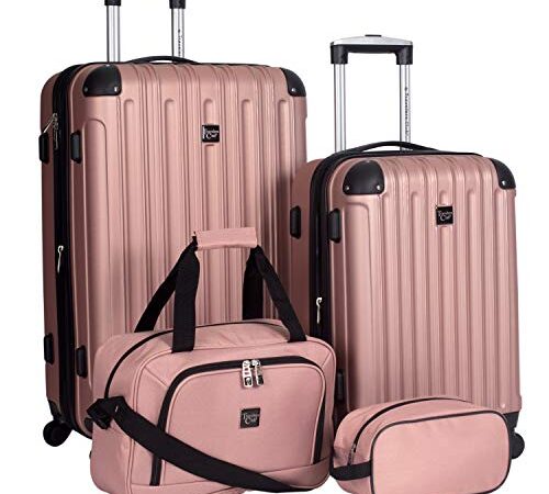 Travelers Club Luggage 28 Inch Travel Tote, Rose Gold, 4 PC Set