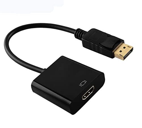 YIKUER DP to HDMI Adapter, Gold-Plated Display Port Male to HDMI Female Converter 60Hz Compaitible with PC Laptop Dell HP Monitor HDTV Projector & More Passive, Black