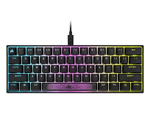 Corsair K65 RGB Mini 60% Mechanical Gaming Keyboard (Customizable RGB Backlighting, Cherry MX Red Mechanical Keyswitches, PBT Double-Shot Keycaps, AXON Hyper-Processing Technology) QWERTY NA, Black