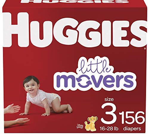 Diapers Size 3 - Huggies Little Movers Disposable Baby Diapers, 156ct, One Month Supply