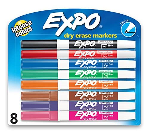 Expo Low Odour Dry Erase Pen-Style Markers, 8 Coloured Markers (86601)